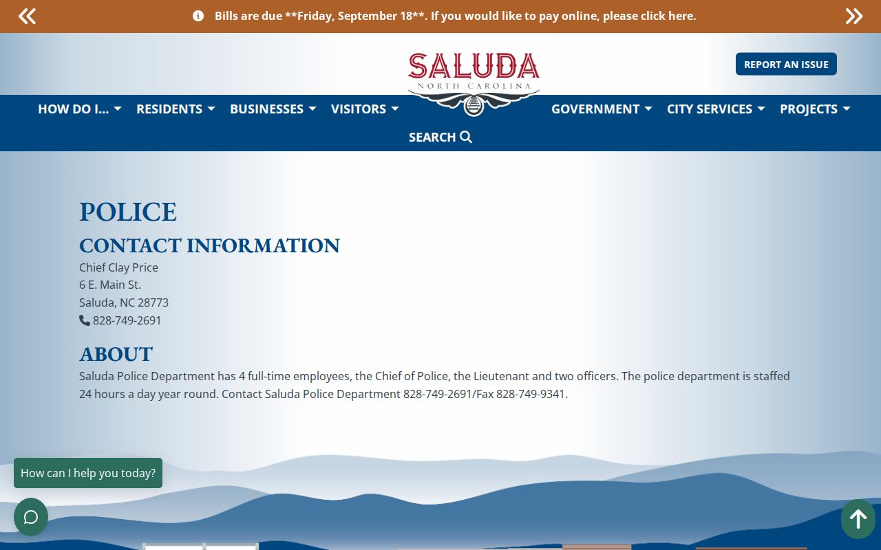 Official Saluda North Carolina Police Department information page