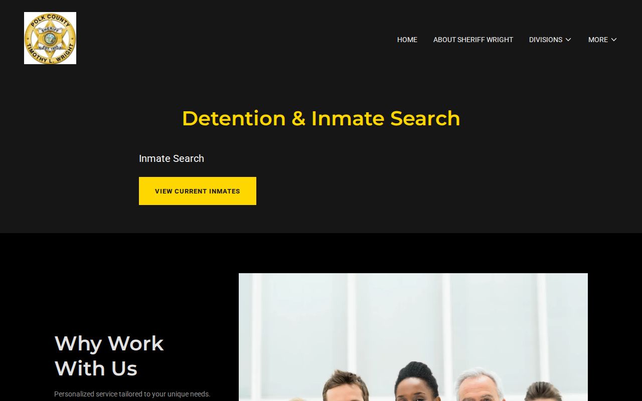 Polk County Sheriff detention and inmate search page