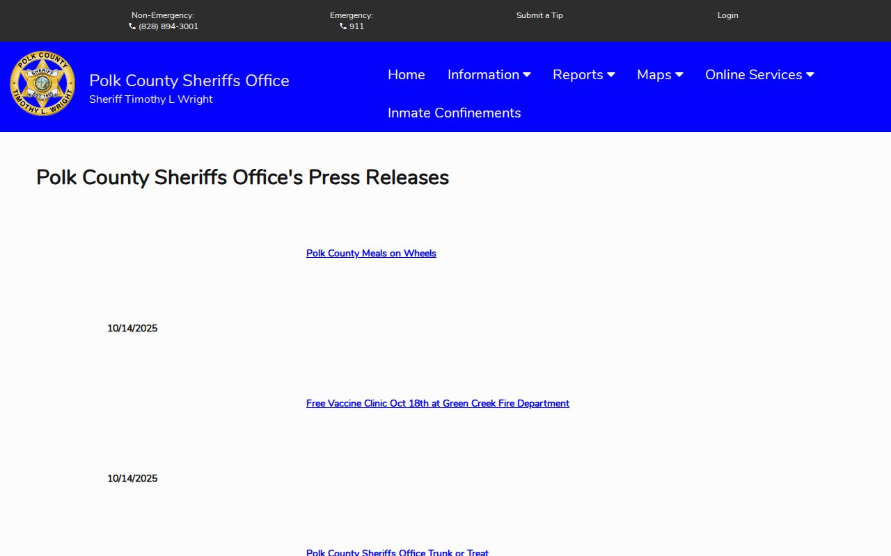 Polk County Citizen Connect press releases page